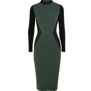 Victoria Beckham Two Tone Rib Panel Midi Dress